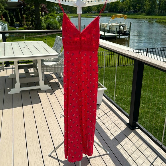 Free People Red Floral Dress - Picture 1 of 10